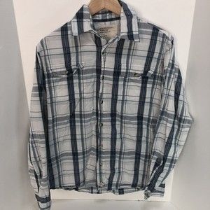 Wrangler Long Sleeve Button Up, Medium, Blue And White Checkered,